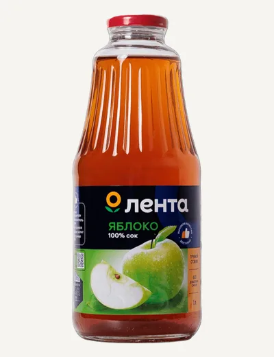 Сок яблочный прямого отжима под СТМ сети Лента